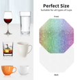 thumbnail image 6 of Honeii Beautiful Glitter print Leather Coaster Set of 4, ideal for safeguarding your furniture from drinks spills and effortless cleanup-Octagon, 6 of 6