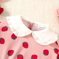 thumbnail image 4 of WUXIAN Girls Clothes Set 2024 Autumn New Baby Sweet Strawberry Print Long Sleeve Doll Collar Top Flare Trouser Child Funny Set, 4 of 6