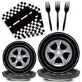 thumbnail image 1 of Juego de platos y servilletas de fiesta Kepeel Race Car Racing para 24 personas, 1 of 7