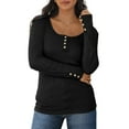 thumbnail image 2 of SHINE UP Womens Tops Long Sleeve Shirts Scoop Neck Ribbed Knit Tshirt Button Down Slim Fit Tunic Tops, 2 of 8