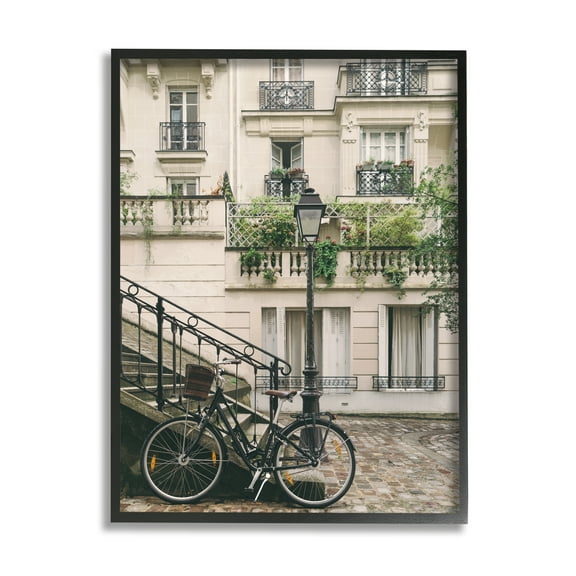Stupell Industries Bike in Town Photography Travel & Places Photography Black Framed Art Print Wall Art, 11 x 14