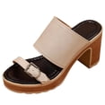 thumbnail image 2 of Slide Sandals Women Adjustable Buckle Flatform Block Heel Slip On Open Toe Casual Summer Dress Walking Shoes, 2 of 8