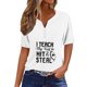 thumbnail image 2 of Fiudx Ropa de Mujer Blusa de Manga Corta con Estampado de Moda para Mujer, Camiseta con Cuello En V, Tops Informales con Botones, 2 of 4