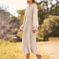 thumbnail image 1 of Dot Print Mignon Shift Robe de Couleur Unie Femmes Dentelle Tenue Quotidienne (Beige S), 1 of 6