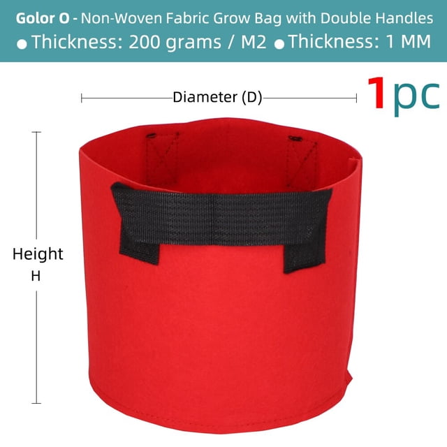 RBCFHl 1-20Gallon 15 Colors Garden Grow Bag w/ Handles Indoor Outdoor Fabric Aeration Plant Pot Container Flower Vegetable Pouch10Gallon (D40xH30cm) He Qiyong unisex