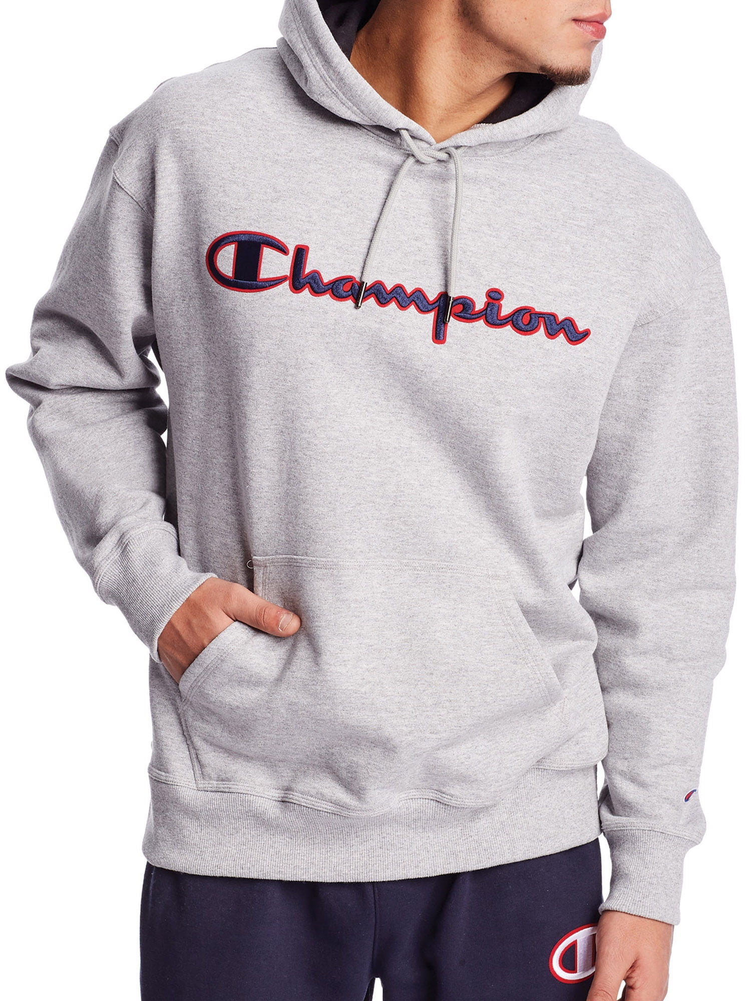 champion men's powerblend applique hoodie