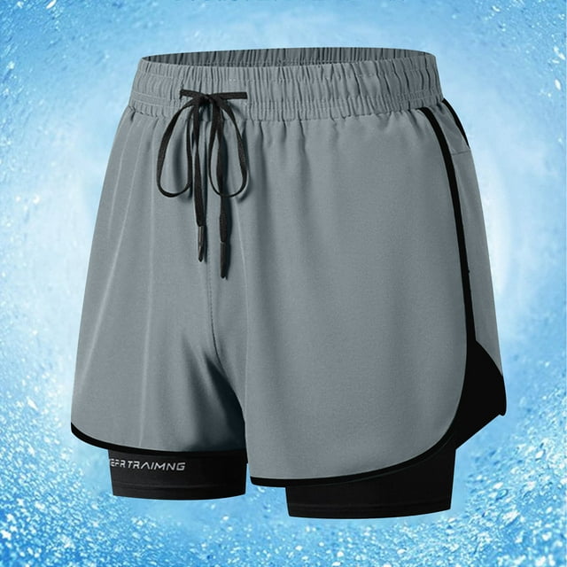 Styesk Mens Shorts Men Large Size Solid Color Casual Fashion Loose Sports Three-quarter Pants Drawstring Pockets Double Layer Exercise Shorts Pants