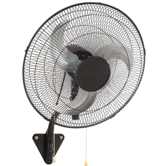 KFFKFF Industrial Wall Mount Fan, 18'', 3-Speed, Up to 4000 CFM, Ideal for Industrial Use, Workshops, Patios, Basements, Greenhouses, Black, ETL Certified