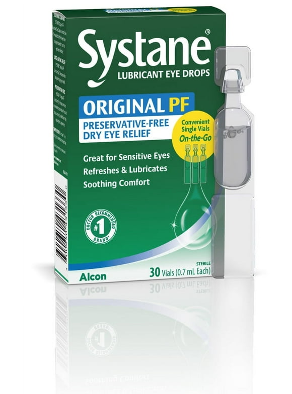 Systane Lubricant Eye Drops for Dry Eye Symptoms, 30 Preservative-free Vials