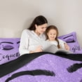 thumbnail image 5 of Castle Fairy Romantic Eyelash Full Size Comforter Sets,Purple Glitter Print Bedding Sets, 5 of 8