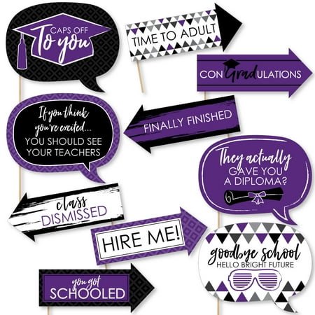 Funny Purple Grad - Best is Yet to Come - Purple Graduation Party Photo Booth Props Kit - 10 (Best Prop Hunt Servers)