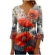 thumbnail image 1 of Vestido de Verano de Manga Larga Botón Casual Flor Impresión Plisado Cuerno de Cintura 3/4 Mangas Cuello en V, 1 of 5