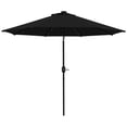 thumbnail image 1 of 9ft Round Solar LED Patio Umbrella, Black Polyester Sunshade with 24 Lights, Tilt Canopy & Crank Handle, Rust-Resistant Steel Frame for Backyard, Garden, Pool, and Balcony, 1 of 7