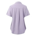 thumbnail image 5 of Women's Button Down Shirt Short Sleeve Collared Solid Work Blouses with Pocket Summer Beach Casual Business Tunic Tops Z001-Beige 3XL, 5 of 5