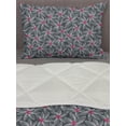thumbnail image 3 of Flowers Comforter & Sham Bedding Set, Exotic Leaves Along Floral Berry Petals Nature Forest Essence Plants, 3 pcs Duvet Set Microfiber Filling Quilt, 5 Sizes, Dark Blue Grey Magenta, by Ambesonne, 3 of 4