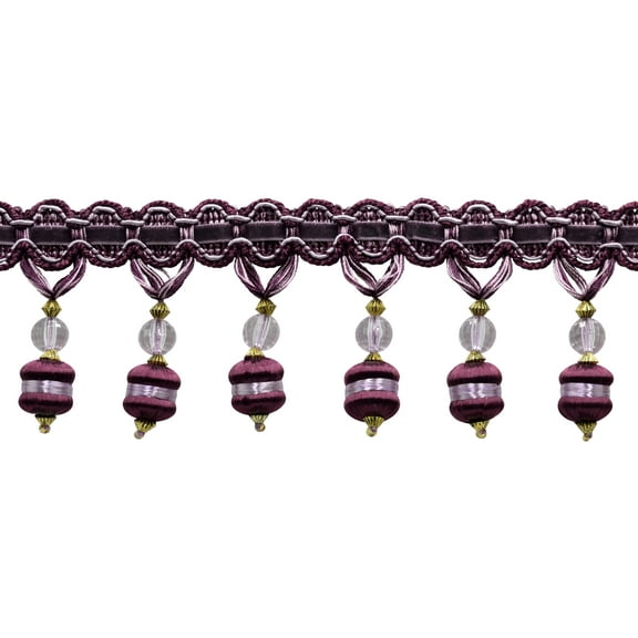3" (7.5cm) Noblesse Collection Beaded Tassel Fringe Trim # BFH3,, Luscious Lavenders #2927 (Lavender Purple, Dark Purple, Light Purple) Sold By The Yard (36"/3 ft/0.9m)