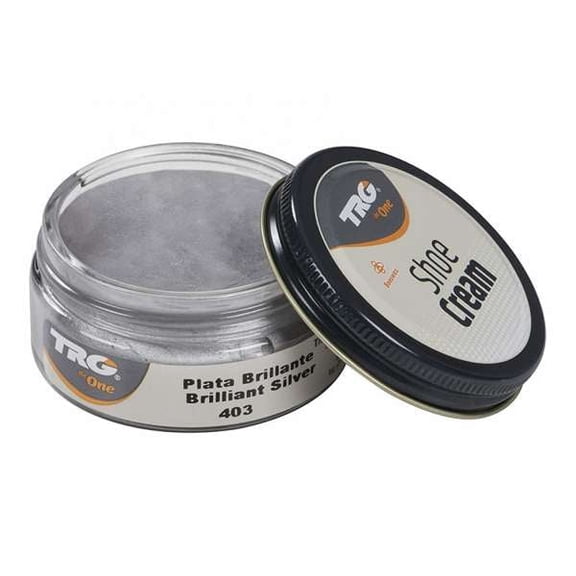 TRG Metallic Brilliant Silver 403 Shoe Cream - best shoe cream polish for leather shoes and boots, provides long lasting color and a beautiful gloss finish.
