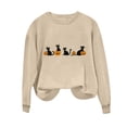thumbnail image 4 of purcolt Black Cats on Pumpkin Sweatshirt Halloween Sweatshirts for Women Fall Pumpkin Face Tee Lightweight Pullover Tops, 4 of 5
