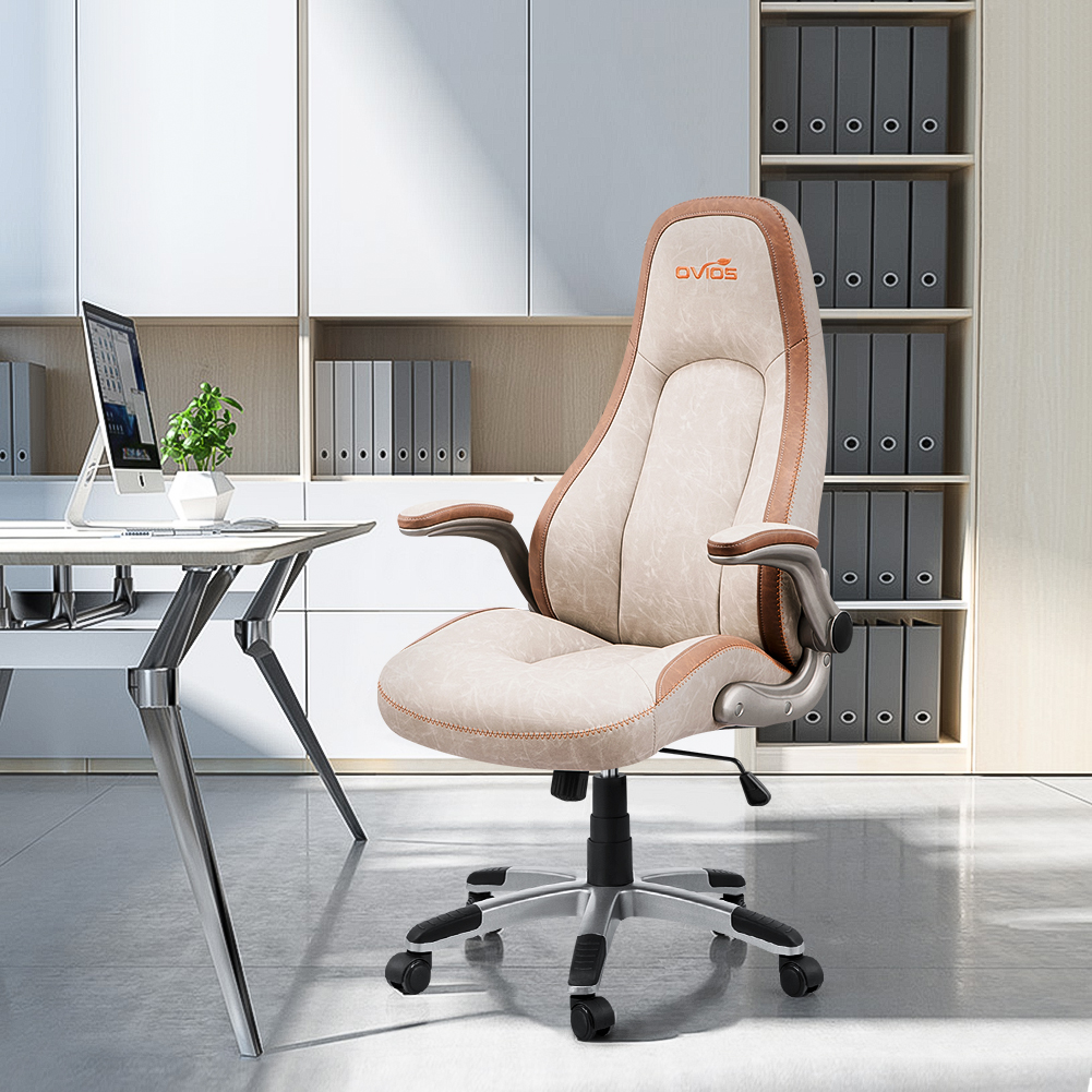 Topcobe Office Chairs, Ergonomic Computer Chair Swivel Rolling Task Chair with Ribbed Backrest