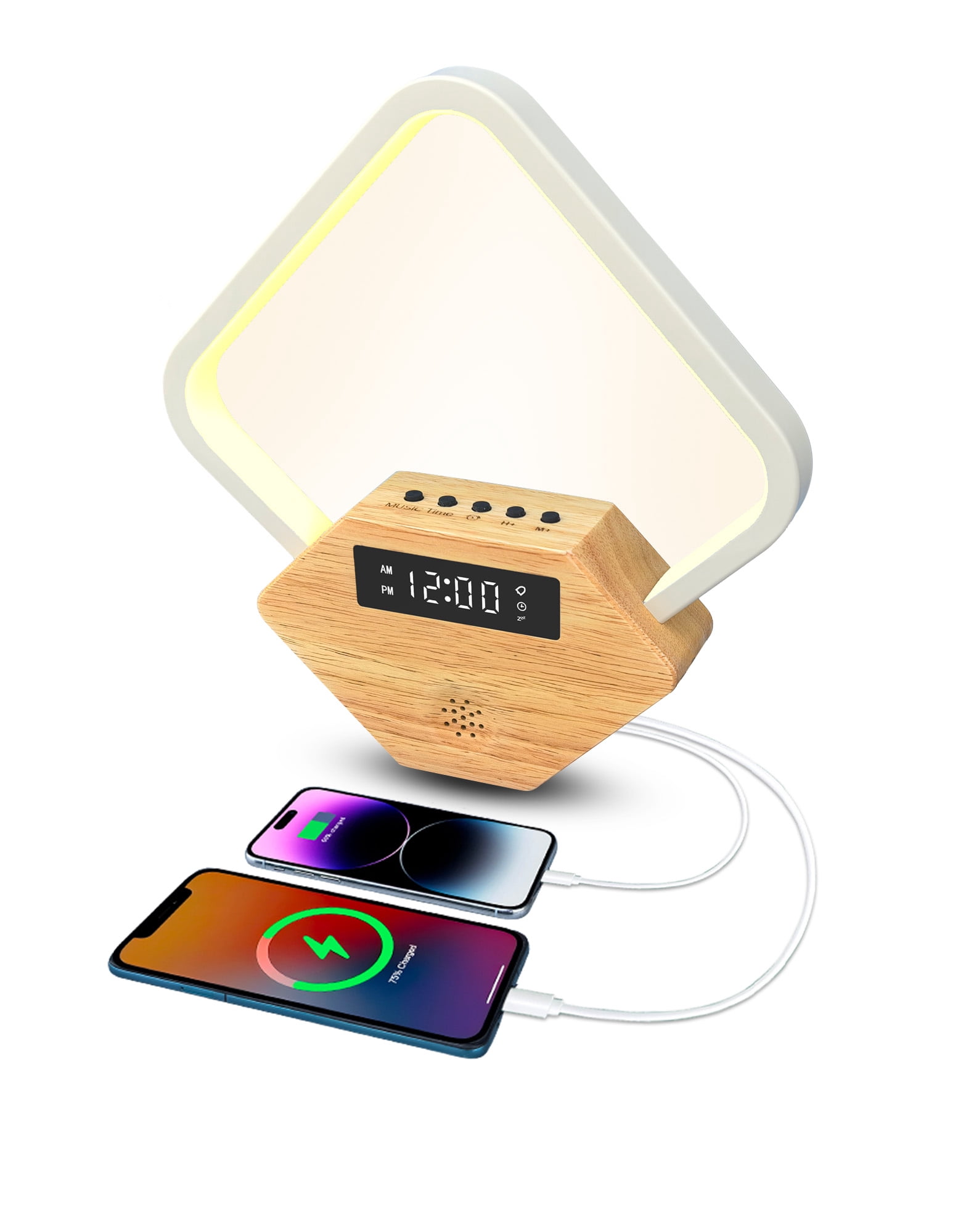 Sunrise Alarm Clock with White Noise Sound Machine, Wake Up Light for Bedrooms Heavy Sleepers Adults,Rain Thunderstorm Ocean Sleep Sounds,Bedside Lamps with Fast Charger USB C,Gift for Kid Baby