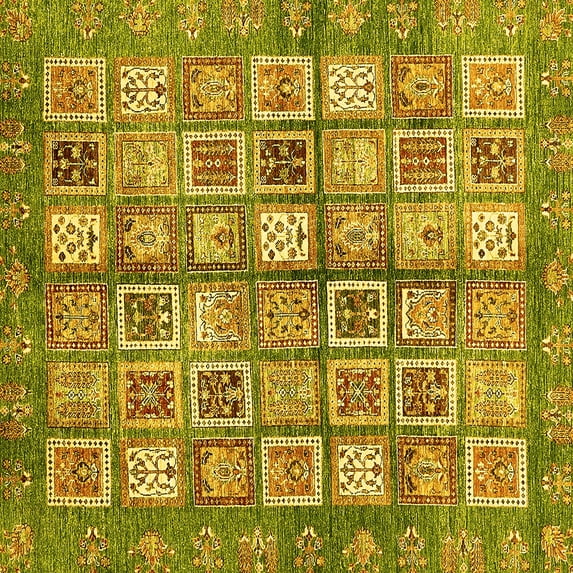 Ahgly Company Machine Washable Indoor Square Abstract Yellow Modern Area Rugs, 8' Square