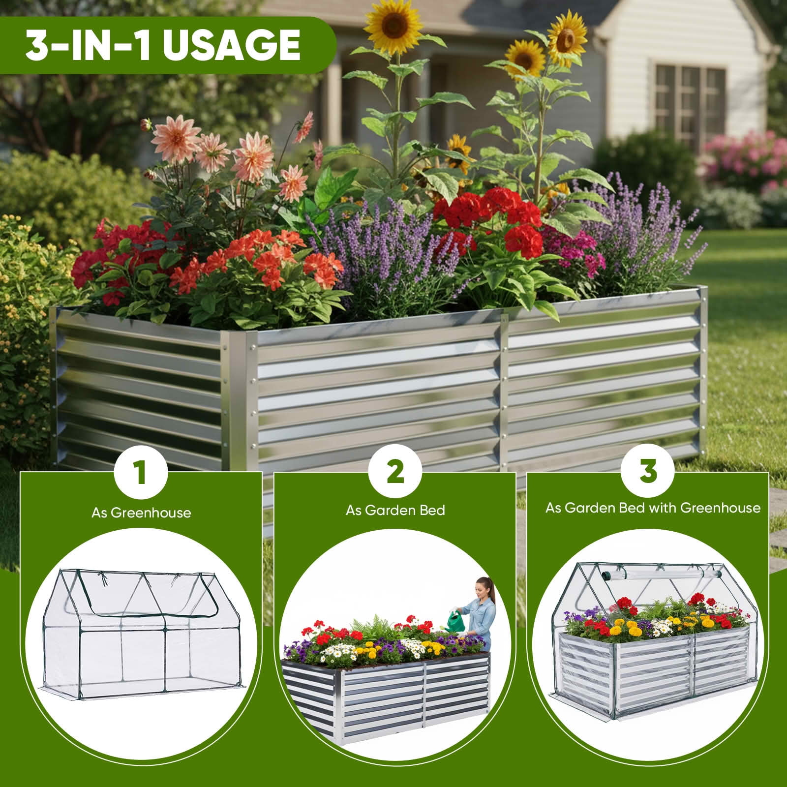 MAYEERTY Garden Greenhouse Transparent, Waterproof UV Shield with 2 Zipper Doors for Vegetables Herbs Flowers