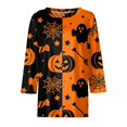 thumbnail image 4 of Garbnen Halloween Womens&nbsp;shirts Funny Pumpkin Ghost Candy Graphic Womens Tops 3/4 Length Sleeve Crew Neck Holiday Fashion Tunic Tops for Women Orange XXXL, 4 of 5