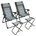 thumbnail image 2 of Costway 4PCS Patio Folding Dining Chair Ottoman Set Recliner Adjustable Gray, 2 of 10