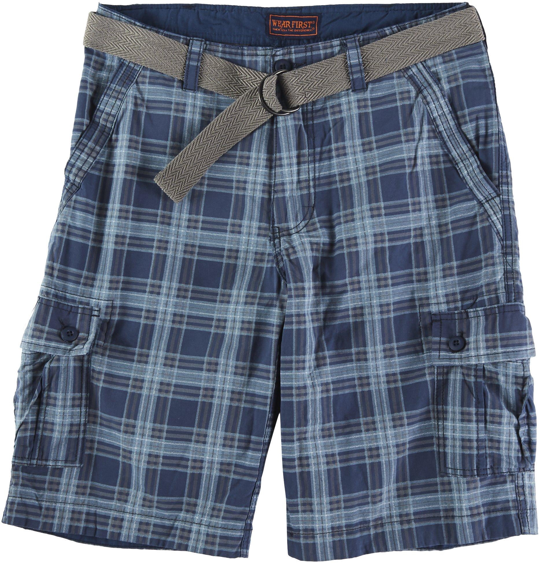 Wearfirst Mens Plaid Cargo Shorts 