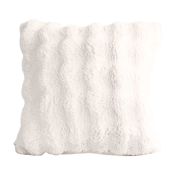 Btomtd Wavy Plush Throw Pillow Cover 18 x 18 Inch, Soft Decorative Couch Pillow Covers, Hidden Zipper Pillow Cases for Sofa Bedroom, White