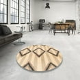 thumbnail image 4 of Ahgly Company Machine Washable Indoor Round Abstract Sun Yellow Area Rugs, 3' Round, 4 of 7