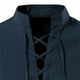 thumbnail image 5 of Camiseta con cuello en V para hombre, Top de manga larga fino Vintage, informal, transpirable, con cordones delanteros vikingos, a la moda, novedad, 5 of 5