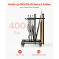 thumbnail image 4 of KFFKFF Folding Chair Rack, 400 lbs Capacity, Sturdy Cart for 5 Tables + 14 Chairs, Chair Storage Dolly with Swivel Casters and Locking Wheels, Ideal for Events and Hotels, Matte Black, 4 of 9