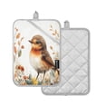 thumbnail image 2 of Two Pieces Of Square Heat Insulation Pad Oven Mitts 7x9.8 Inch Oven Microwave Kitchen Cooking Baking Cute Orange Bird, 2 of 7