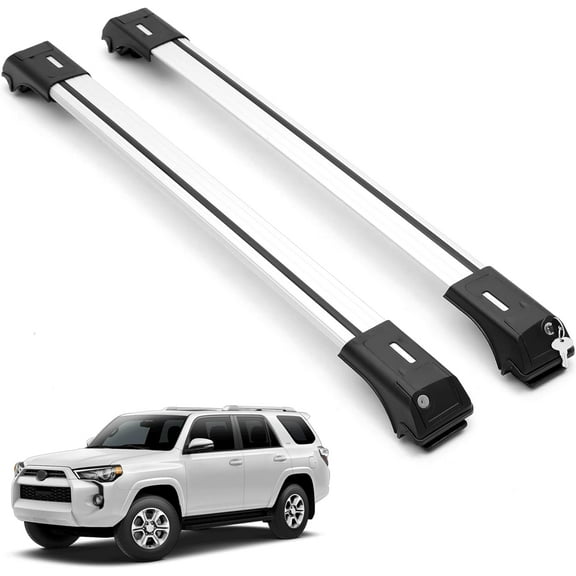 ERKUL Roof Rack Cross Bars for Toyota 4Runner 2010-2024 | Aluminum Crossbars with Anti Theft Lock for Rooftop | Compatible with Raised Rails - Silver