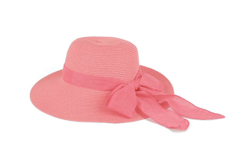 Straw Wide Brim Floppy Hat With Fancy 