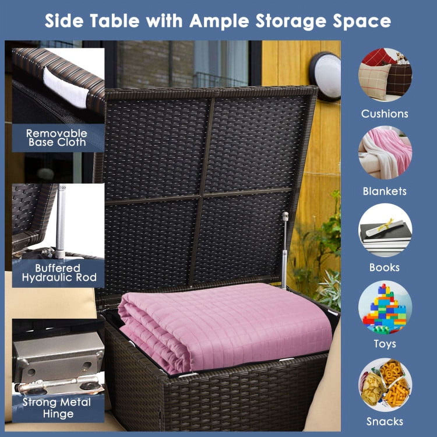 Aimee Lii 6 Pieces Outdoor Wicker Furniture Set with 32" Propane Fire Pit Table, Patio Conversation Sets, Navy Aimee Lii 6 Pieces Outdoor Wicker Furniture Set with 32" Propane Fire Pit Table, Patio Conversation Sets, Navy
