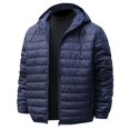 thumbnail image 4 of Men Puffer Jacket Cold Weather Outdoor Detachable Hooded Puffer Jacket Winter Warm Baggy Down Outerwear Relaxed Fit Mens Winter Jackets Dark Blue XXL, 4 of 9