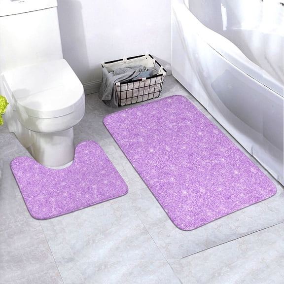 Xecao Lilac Glittering 2-Piece Vintage Seamless Anti-Skid Mat Set, featuring a stylish pattern for a safe and elegant toilet rug experience