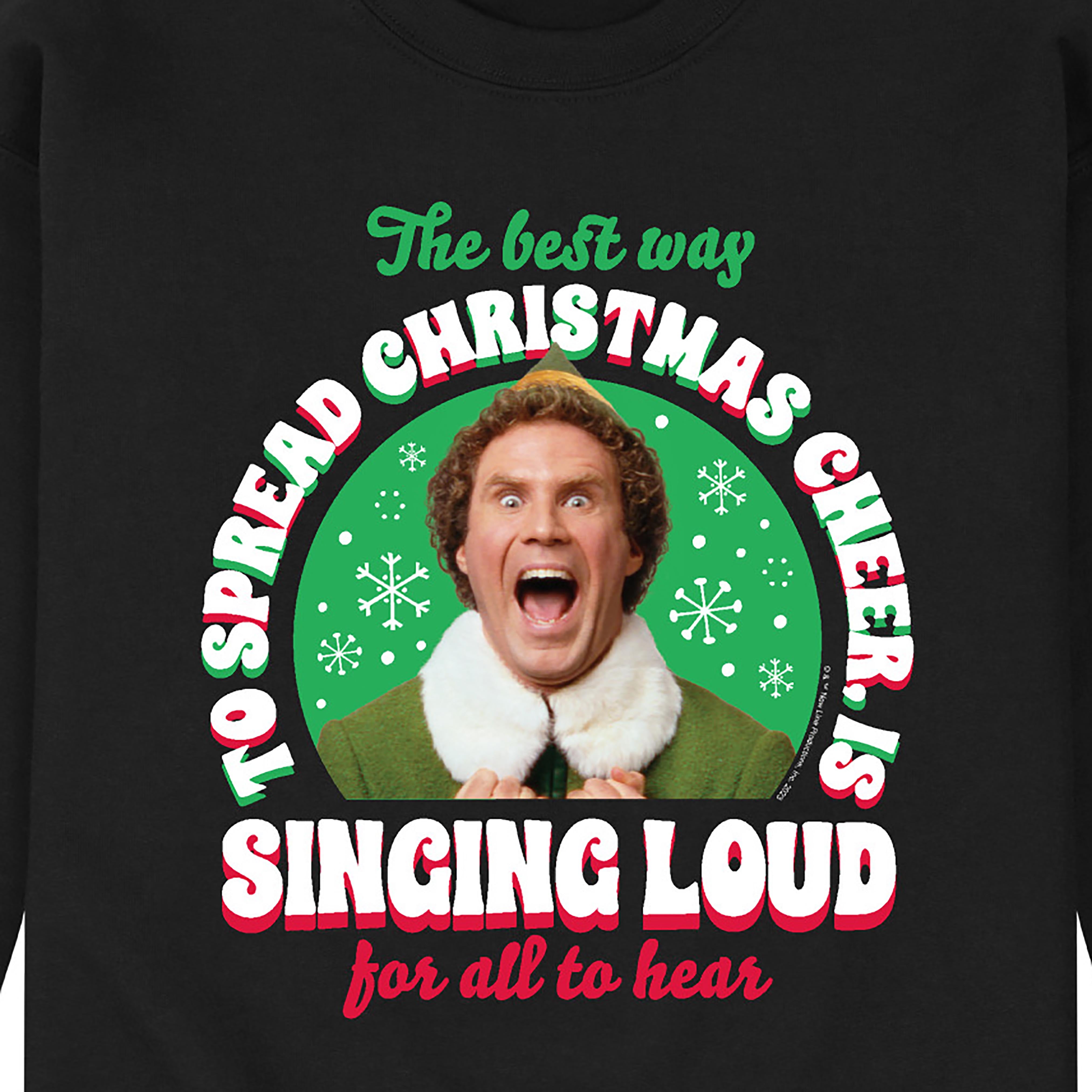 ELF - Christmas Singing  - Men's Crew Neck Fleece Pullover