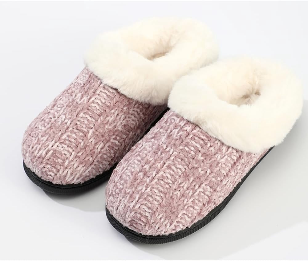 Pupeez Kid's Girl Memory Foam Comfort Plush Fleece Lined House Slipper - Crochet Rabbit Hair Clog - Warm and Cozy
