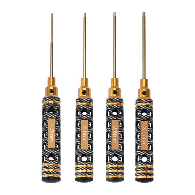 Decodeary 4pack/lot RC Driver Set Black Gold Titanium Hollow Handle Black Gold 1Set