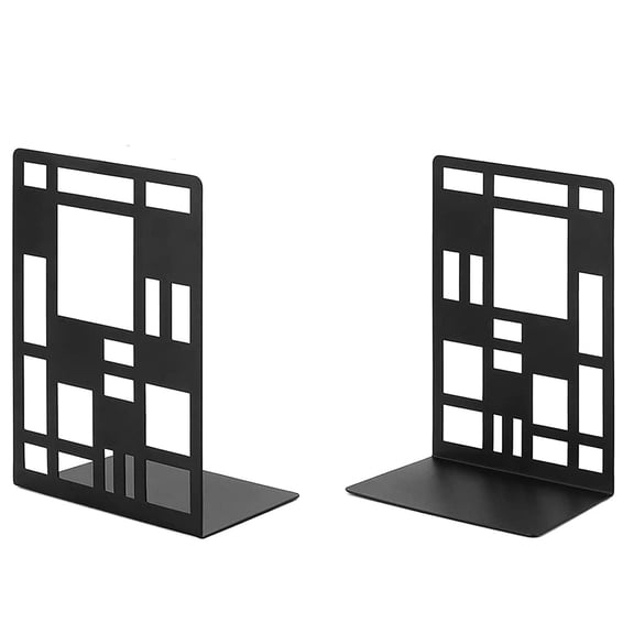 NOGIS Bookends, Book Ends, Bookends for Shelves, Metal Bookends, Bookends for Heavy Books, Home Decorative Bookends for Office Home School Library Kitchen, Black Book Holder(1 Pairs A)