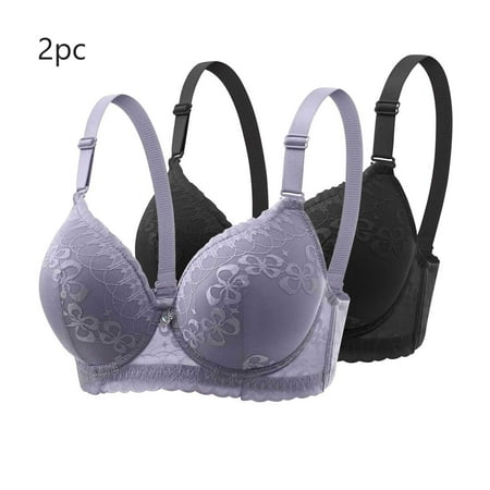 MLCDZ 2 Pack Lace Bras for Women Push Up Bralettes Full Coverage Corset Underwire Plus Size for Large Breasts with Support Sexy Minimizers Everyday Lingerie 2Pcs-Multicolor#10 44