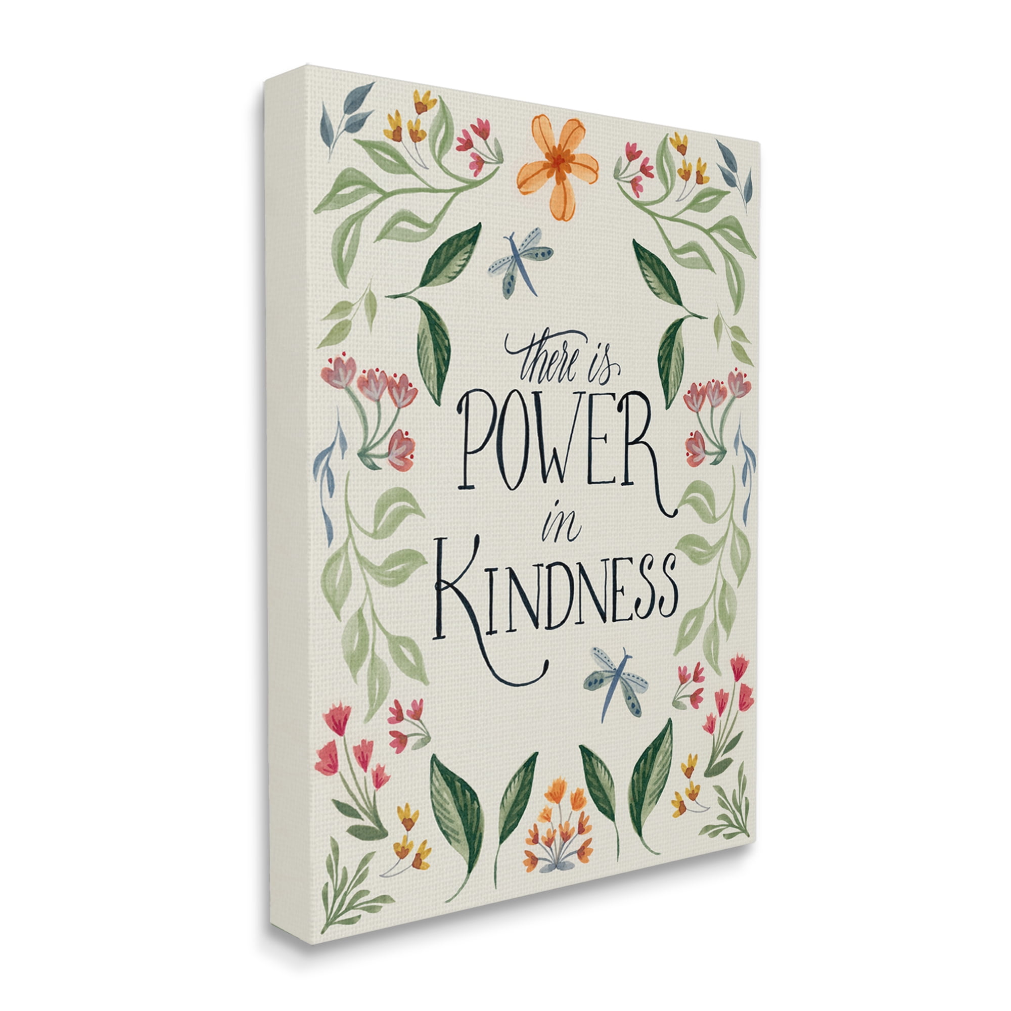 Stupell Industries Floral Power in Kindness Botanical & Floral Painting Gallery Wrapped Canvas Art Print Wall Art, 16 x 20