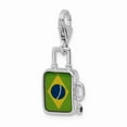 thumbnail image 4 of 925 Sterling Silver RH Enameled Brazilian Flag Suitcase Lobster Clasp Charm Pendant; for Adults and Teens; for Women and Men, 4 of 5