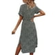 thumbnail image 4 of Txlixc, vestido a media pierna con botones para mujer, vestido de verano bohemio, manga corta, estampado floral, volantes, cinturón, línea A, vestido suelto de camisa Txlixc Estilo de ocio, 4 of 10