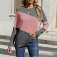 thumbnail image 5 of Craaazy Women's Casual Color Block Crew Neck Long Sleeve Fall Shirts Gifts, 5 of 7
