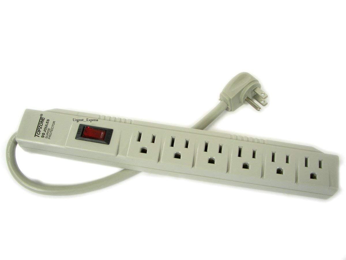 Wideskall 6 Outlet Power Electrical Wall Plug Socket Surge Protector Strip Switch Adapter
