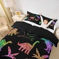 thumbnail image 3 of Homewish Colorful Dinosaur Duvet Cover Queen,Cute Animals Silhouette Queen Bedding,Black,Black Reversible,3pcs,1 Duvet Cover and 2 Pillowcases, 3 of 6
